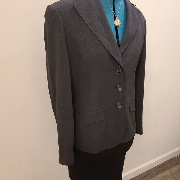 Ann Taylor Petites Business Blazer Jacket Shoulder Pads, Gray, 6P - Picture 3 of 16